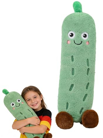 Xiyocadt Langes Plüsch Gurke, Gurkenplüschtier, Eingelegte Gurken Dekokissen, Superweiche Plüschtiere, Plüsch-Gemüsedekorationen, Geschenke für Jungen und Mädchen (28 cm)