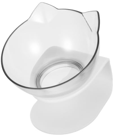 CAXUSD Single Cat Food Bowl 15° Tilted Elevated Design with Neck Protection Easy to Clean Plastic Detachable Cat Feeder Bowl for Comfortable Feeding