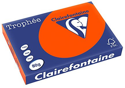 Clairefontaine Trophee Ramette de 500 feuilles papier couleur 80 g A3 Rouge cardinal
