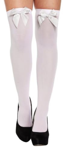 WHITE HOLD-UP STOCKINGS WITH WHITE BOWS