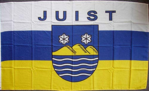 flaggenmeer® Flagge Juist mit Wappen 80 g/m² ca. 90 x 150 cm