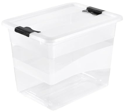 keeeper Aufbewahrungsbox mit Deckel und Schiebeverschluss, 39,5 x 29,5 x 30 cm, 24 l, Cornelia, Transparent