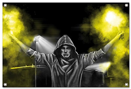 Ultras-Art Pyro Gelb Bild auf PVC Plane/PVC Banner inkl Ösen, Maße: 60x40 cm