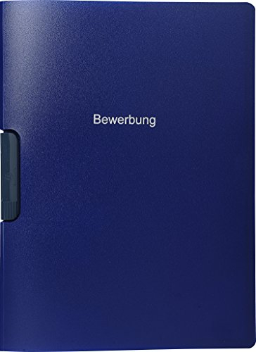 Exacompta 445407KHSB Premium Bewerbungsmappe aus weichem PP mit vertikale Prägung 2-teilig mit Clip für DIN A4 1 Stück blau