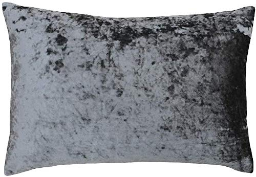 Riva Paoletti Verona Cushion Cover Rectangle - Pewter Grey - Velvet Feel - Crushed Velvet Look - Hidden Zip Design - 100% Polyester - 40 x 60cm (16 x 24 inches) - Designed in the UK