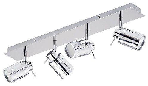 LITECRAFT Spotlight Bar 4 Light, Polished Chrome | Bathroom, Adjustable, IP44 Rated