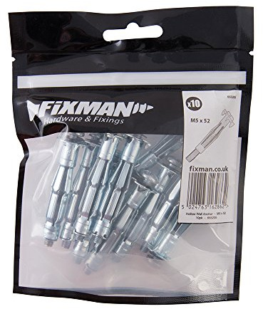 Fixman 655205 Hollow Wall Anchors M5 x 52mm Pack of 10