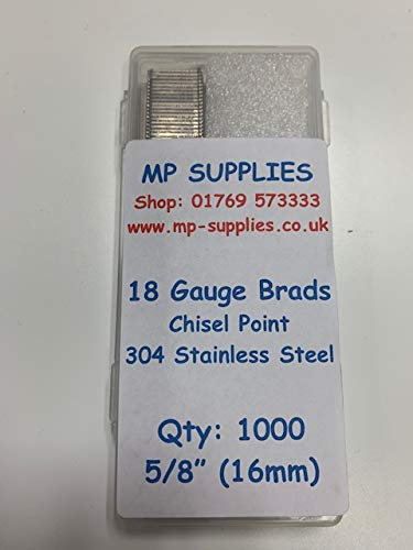 Stainless Steel Brad Finish Nail 18gauge 16mm (Box 1000) - Normally despatched Same Working Day
