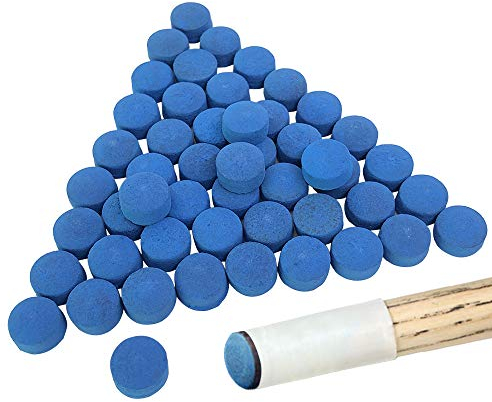 YuCool 50 Stück Billard Queue Tips, Queue Tip Ersatz für Pool Queues und Snooker Blau