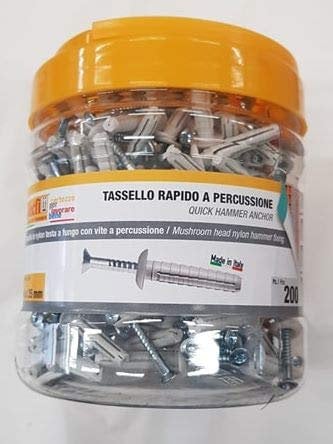 TASSELLO RAPIDO A PERCUSSIONE 6X35 mm PER CARTONGESSO 200 PZ BARATTOLO