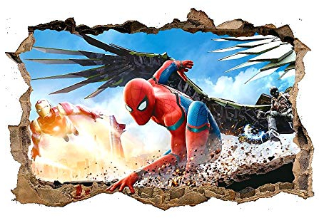 Kibi 3D-effekt Aufkleber Spiderman im Wanddurchbruch Loch Marvel's Spider-Man Ultimate Wandtattoo Kinderzimmer Spiderman Wandsticker Spiderman Wandaufkleber Spiderman