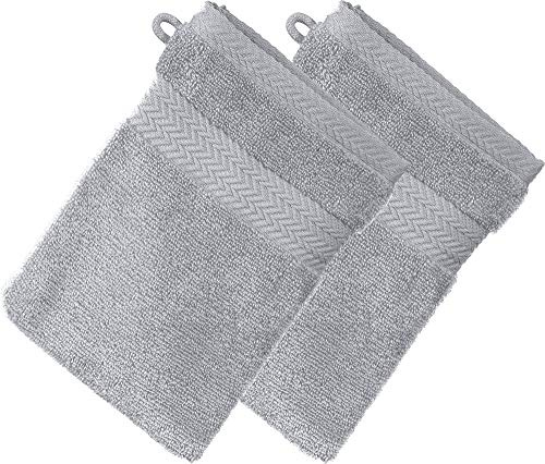 Erwin Müller Waschhandschuh Friedrichshafen 2er- Pack, 100% Baumwolle hellgrau Größe 15x21 cm - Premium-Qualität, unvergleichlich saugfähig, hautsympathisch, formstabil (weitere Farben)