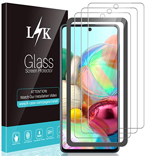 LϟK 3 Pack Protector de Pantalla para Samsung Galaxy A71 - Cristal Vidrio Templado Premium Dureza 9H Funda Compatible Anti-Arañazos Sin Burbujas Kit Fácil de Instalar Marco de Posicionamiento