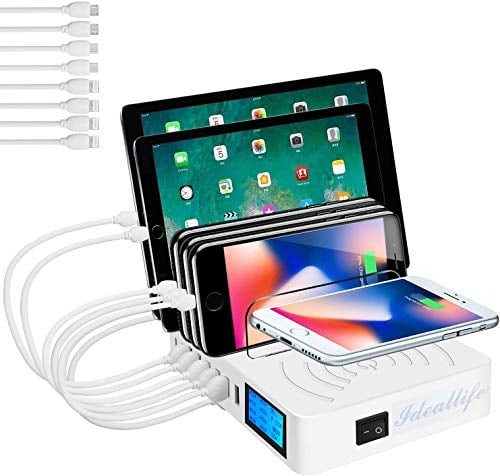 Organisateur de Station Appareils sans Fil à 8 Ports pour Plusieurs appareils, Station de Chargement pour Multi-Appareils, Compatible avec téléphones, tablettes et Autres appareils