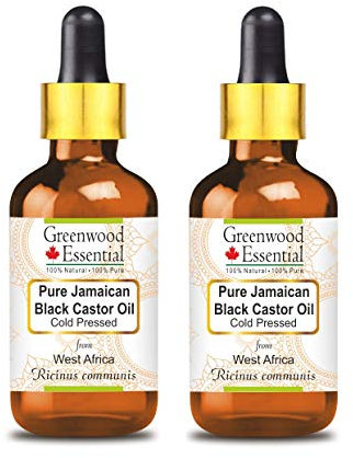 Greenwood Essential Naturreine Rizinusöl (Ricinus communis) mit Glas Tropfer Kaltgepresst 100ml X 2 (6.76 oz)