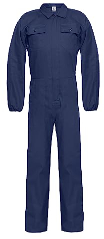 Ultra Overall Herren Arbeitskleidung - Rallyekombi Overall mit Verstecktem Reißverschluss, Zwei Oberen Taschen, Zwei Fronttaschen, Werkzeugtasche, Elastische Bündchen, Elastischer Bund Dunkelblau S