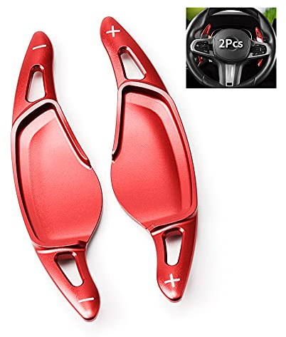 HIBEYO 2 Stücke Lenkrad Schaltwippen Verlängerung Paddles Lenkrad für BMW 5er G30 G31 G38 7er G11 G12 3er G20 X3 G01 X4 G02 X5 G05 6er G32 GT Ersatzsatz Shift Paddles Schalthebel Shifter Rot