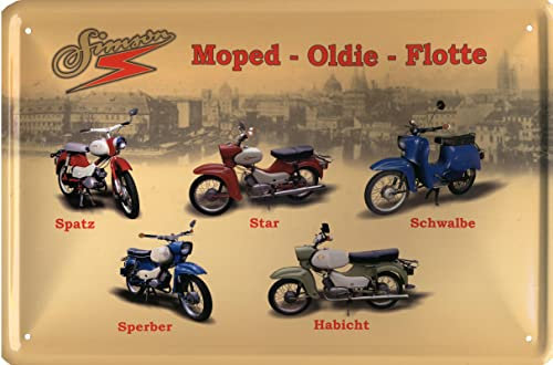 Geschenkeparadies 24 Blechschild 20x30cm Moped Oldie Flotte Spatz Star Schwalbe Sperber Habicht