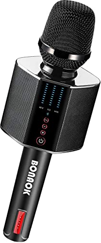 BONAOK Microfono per karaoke, portatile per karaoke, sistema di microfono wireless Bluetooth, per feste in auto, a casa, all'aperto, regalo per karaoke per PC/tutti gli smartphone G50