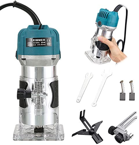 Affleureuse Défonceuse À Bois Défonceuses Fraiseuse Électriques Verticale À Bois 220V 800W 30000R/MIN Outil À Bois Coupe De Menuisier À Main Pour Rainurage Formage Sculpture Du Bois