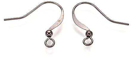 Perlin 25 Paar Ohrhänger Ohrhaken Fischhaken Ohrfedern mit Kugel, 15mm 50 Stück Ohrring Haken für die Schmuckherstellung basteln Schmuck (Dunkel Silber)