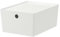 I-K-E-A KUGGIS Storage Box With Lid Basket Bin Home Office Organizer Durable Plastic White Stackable Large 26x35x15 cm + FREE SHOE BAG