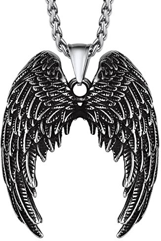 Richsteel 3D Vintage Alas Colgantes Angel de Guardian Punk Rock Moto, Acero Inoxidable