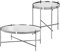 WOMO-DESIGN Table Basse Set 2 Pièces Ø43x45 + Ø75x35 cm Ronde, Argent, en Métal/Verre, Pièces Uniques, Modernes, Tables avec Plateau en Verre/Structure Métallique, Tables Gigognes d'Appoint de Salon