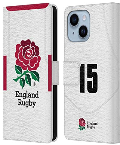 Head Case Designs Licenza Ufficiale England Rugby Union Posizione 15 2020/21 Giocatori Home Kit Custodia Portafoglio in Pelle Compatibile con Apple iPhone 14 Plus
