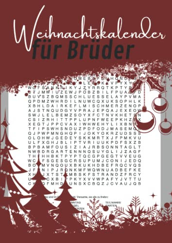 Weihnachtskalender für Brüder: Wortsuchrätsel für die Adventszeit - 72 Rätsel für tägliche Such-Freude