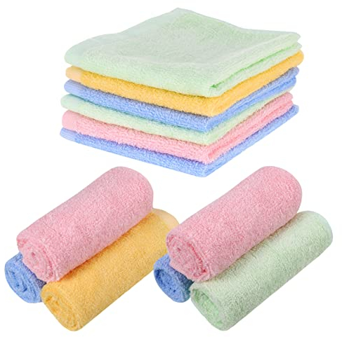 FRIUSATE 6 Pcs Flannels Face Cloths Baby Washcloths Quick Dry Reusable Face Body Cloths Squares Wash Flannels for Baby Kids Adults(25x25cm)