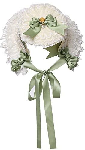 COSDREAMER Frauen viktorianische Mützen Spitze Blumen Tee Party Hüte (Hellgrün)