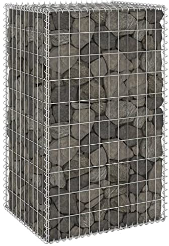 FIRBNUS Gabione mit Abdeckung aus Stahl Gitter Gabionen Garten Gabionen Metall für Steine Hochbeet Gabione Wand Gabione Blumenkasten Gabione aus Netz Blumenkasten Stahl 60 x 50 x 100 cm