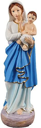 Isideco Bunte Figur heilige Madonna mit Kind 15cm