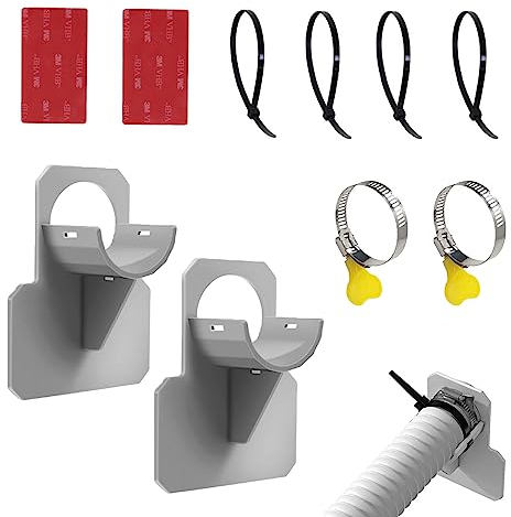 YEJAHY 2 Stück Pool Schlauchhalter - Zubehör mit Edelstahl Schlauchschelle - Knickschutz aus Kunststoff - Geeignet für Schläuche kleiner als 38 mm Durchmesser(Grau)