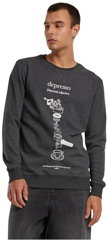 Mister Tee Herren Sweatshirt Depresso Crewneck Charcoal XS