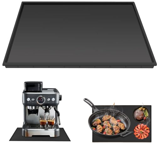 STOUCLA Silikon Matte Unter Kaffeemaschine,für Kaffeevollautomat Silikonmatte,für Kaffeevollautomat Barista Zubehör mit,Schwarz