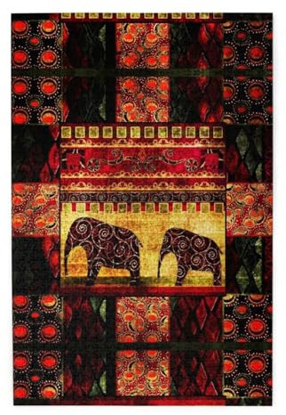 Afrikanischer Elefant Patchwork Print Premium Holzpuzzle - 1000 Teile - Kunststoffbox Verpackung