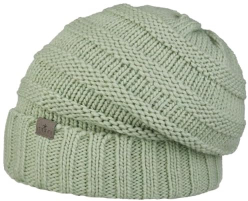 LIERYS Jil Oversize Strickmütze Beanie Damen Made in Germany Wollmütze mit Schurwolle Innenfutter Damen Herbst Winter Mint One Size