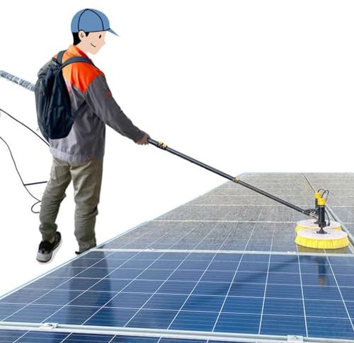AUTUMFLATGAO Brosse Rotative De Nettoyage De Panneaux Solaires, Robot De Nettoyage De Panneaux Solaires Photovoltaïques, Poteau De Nettoyage Alimenté en Eau,3.5M