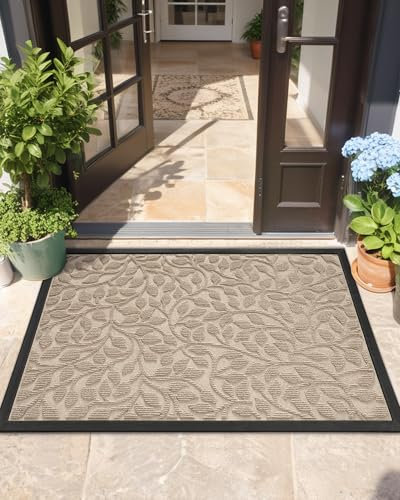 COLOR&GEOMETRY 43x75cm Fußmatte Außen, Schmutzfangmatte Waschbar, Strapazierfähige rutschfeste Fussmatten Haustür, Fußmatte Aussen, Outdoor Fussmatte Wetterfest für Eingang Flur Garten, Khaki