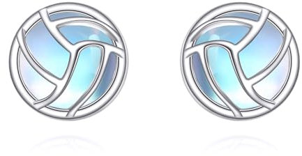 YFN Volleyball Ohrringe 925 Sterling Silber Volleyball Ohrstecker für Damen Mädchen Mondstein Sport Schmuck Volleyball Geschenke für Volleyballspielerinnen
