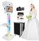 Cabine photo miroir avec imprimante et appareil photo reflex numérique portable à écran tactile de 15,6 avec lumières RVB pour fête de mariage, événements, location, Noël (blanc ensemble complet)