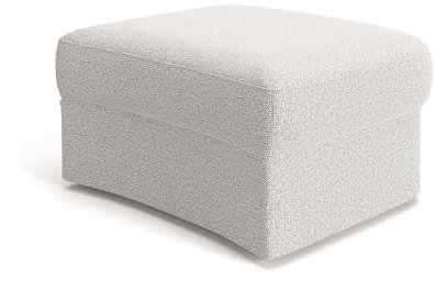 Cavadore Hocker Jawa / Bodennaher Polsterhocker in Nierenform / Ideal als Fußhocker oder Sitzgelegenheit / Passend zur Garnitur Jawa / 84 x 43 x 70 / Chenille, Naturweiß