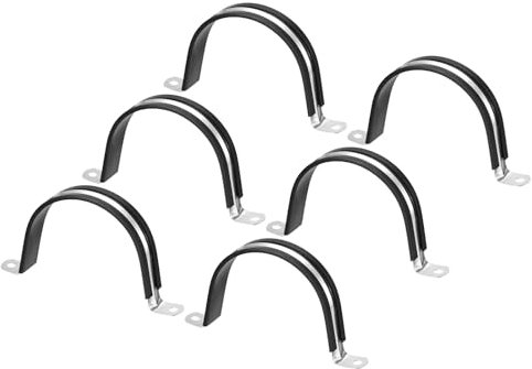 Unifizz Lot de 6 colliers de serrage isolés en caoutchouc en acier inoxydable 304 en forme de U pour tuyau de 100 mm