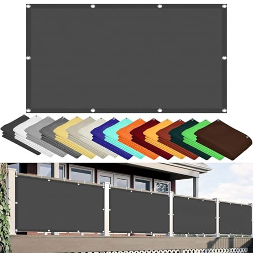 Sichtschutz mit Ösen 150 x 290 cm Rechter Winkel Pergola Überdachung Uv-Schutz 98% Reißfest, Ohne Bohren, inkl Seil Schattenspender Garten Balkon Terrasse, Dunkelgrau