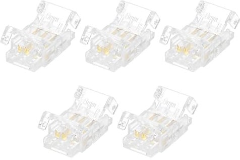 sourcing map 5 Pcs LED Strip Connector 3 Pin 8mm Strip to Wire LED Connectors for Strip Lights Transparent Solderless LED Light Adapter Connector for Surface Mount Device LED Strips