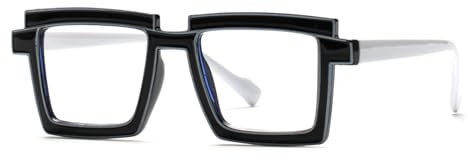 EYEGLSMST Große Quadratische Niedliche Lesebrille für Damen, Anti Blaulicht, Gross Rahmen Blendschutz Brille, 1.5 Dioptrien, Schwarz