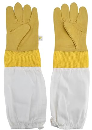 Guantes de apicultura Guantes transpirables de piel de oveja con mangas extendidas para apicultores