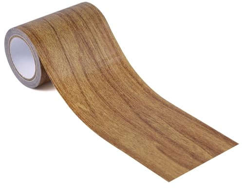 8cmx4,57m Ruban de Bois, Adhésif Ruban de Placage Bois Multi-Usages Patch de Réparation de Grain de Bois pour Tables Portes Fenêtres Sols Chaises Rénovation de Meubles (Marron)
